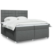 Boxspring 200x200 cm donkergrijs met matras