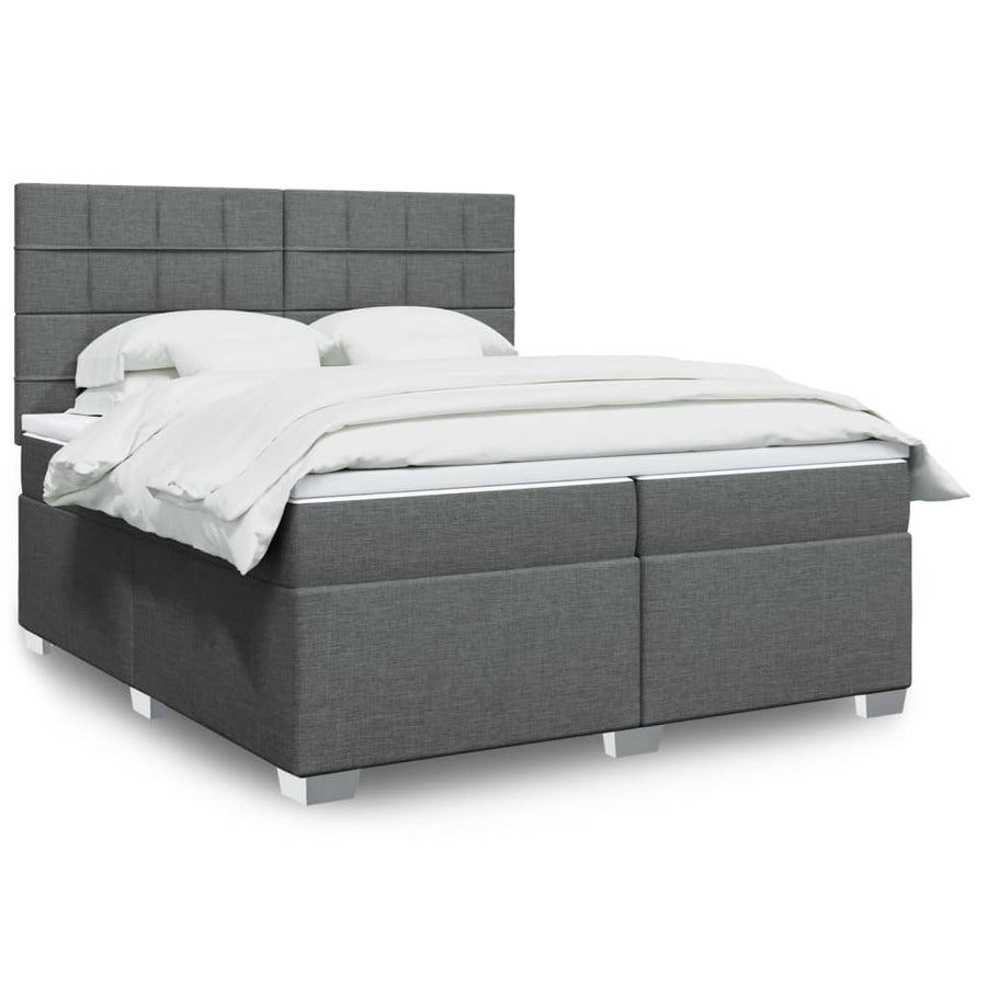 Boxspring met matras stof donkergrijs 200x200 cm