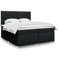 Box spring bed with mattress fabric black 200x200 cm