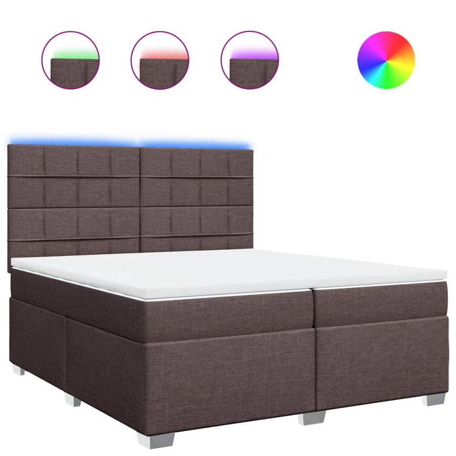 Boxspring met matras stof donkerbruin 200x200 cm