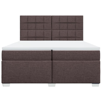 Boxspring met matras stof donkerbruin 200x200 cm