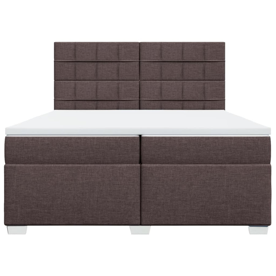 Boxspring met matras stof donkerbruin 200x200 cm