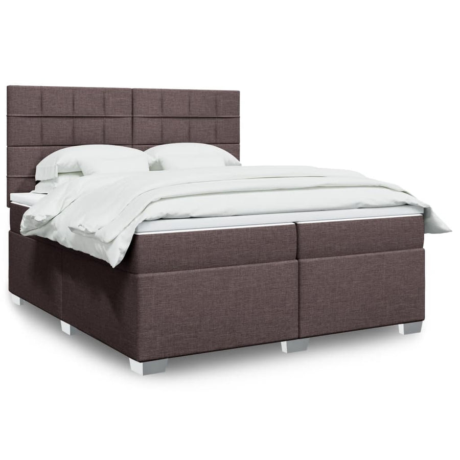 Boxspring met matras stof donkerbruin 200x200 cm