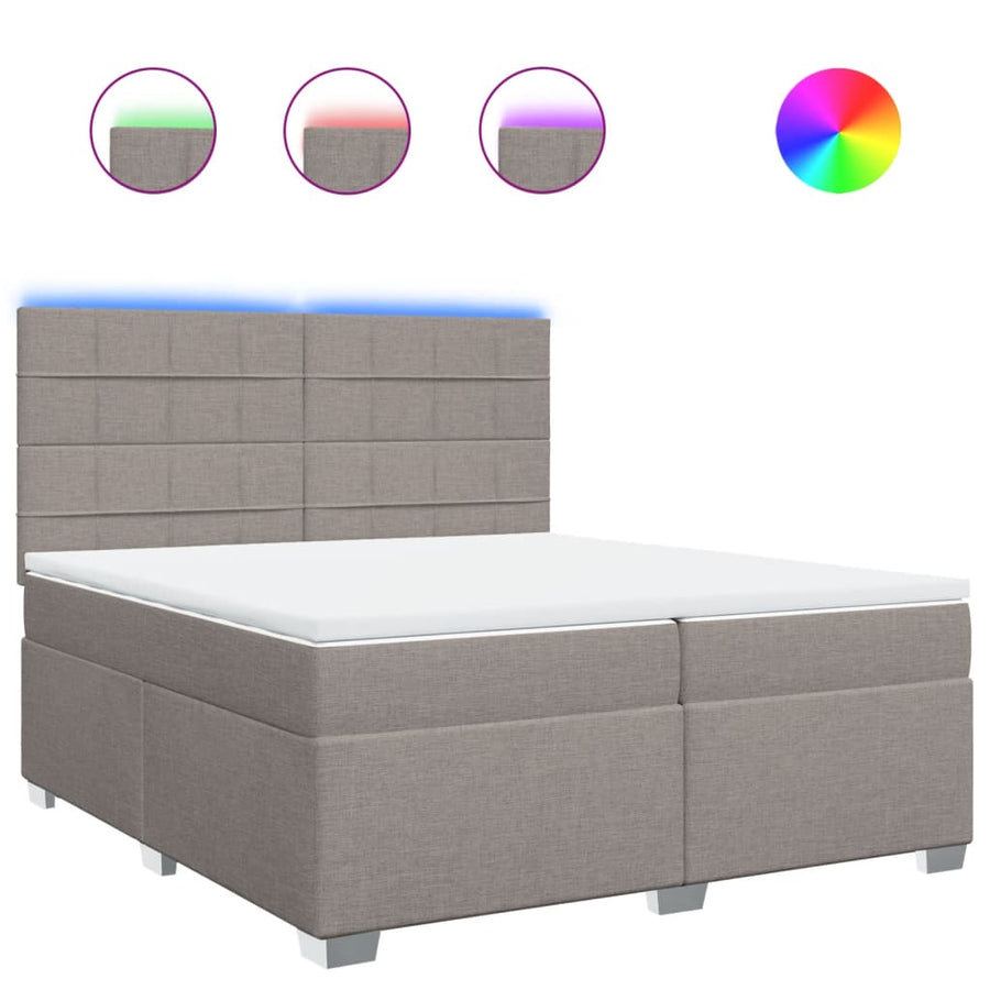 Boxspring met matras stof taupe 200x200 cm
