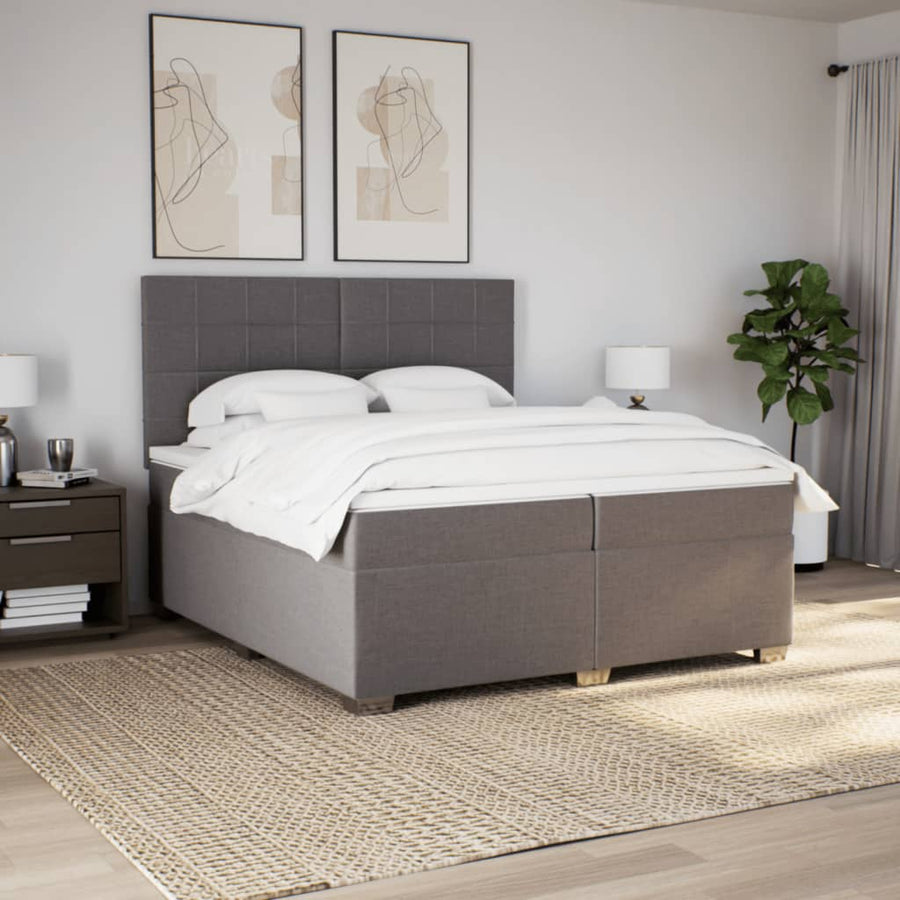 Boxspring met matras stof taupe 200x200 cm