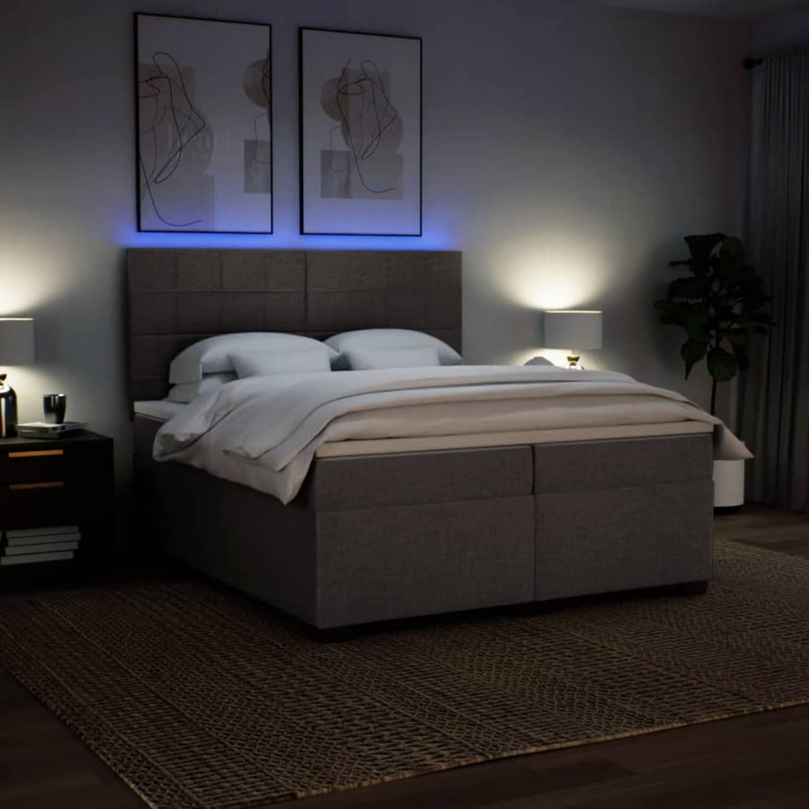 Boxspring met matras stof taupe 200x200 cm