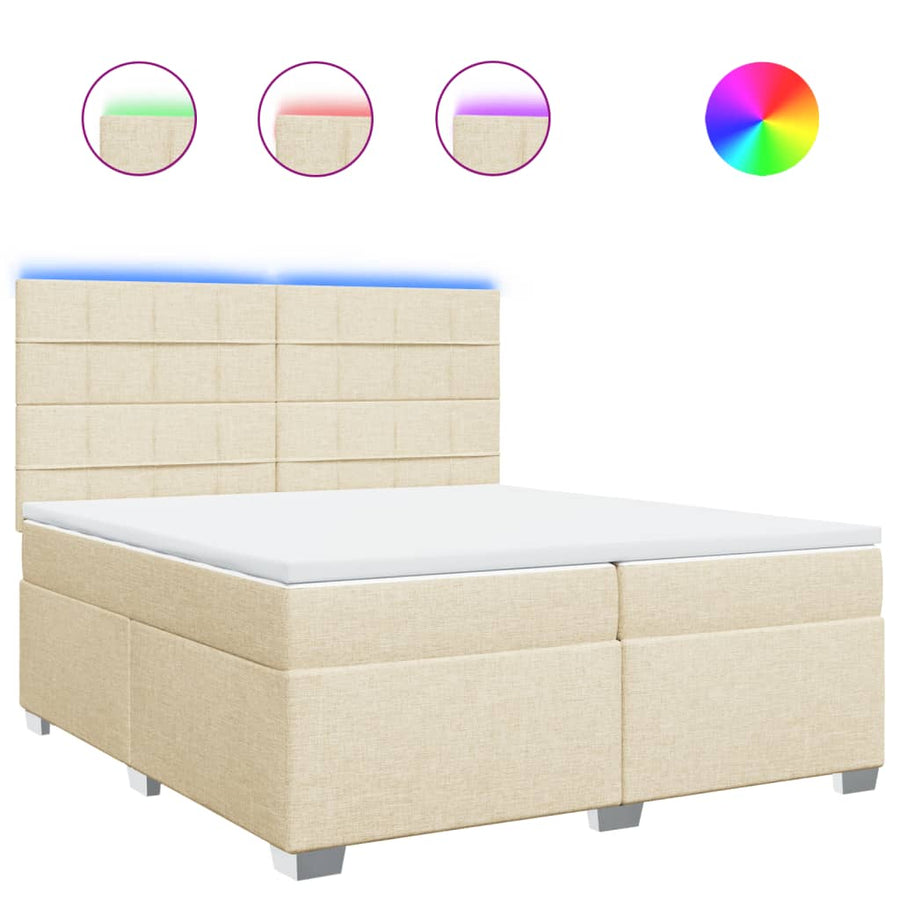 Boxspring met matras stof crèmekleurig 200x200 cm