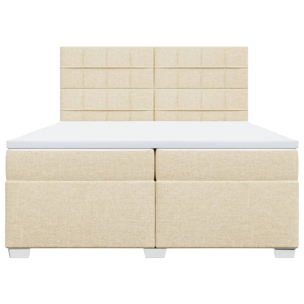 Boxspring met matras stof crèmekleurig 200x200 cm
