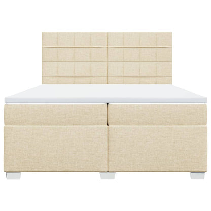 Boxspring met matras stof crèmekleurig 200x200 cm