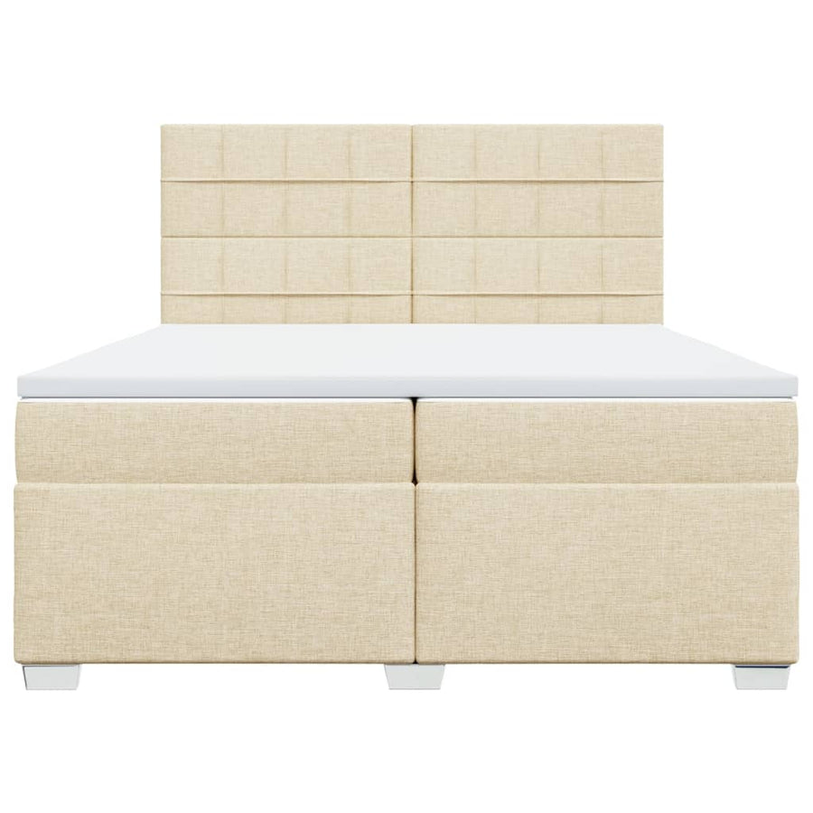 Boxspring met matras stof crèmekleurig 200x200 cm