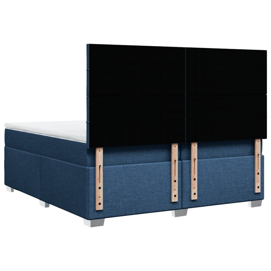 Boxspring met matras stof blauw 200x200 cm