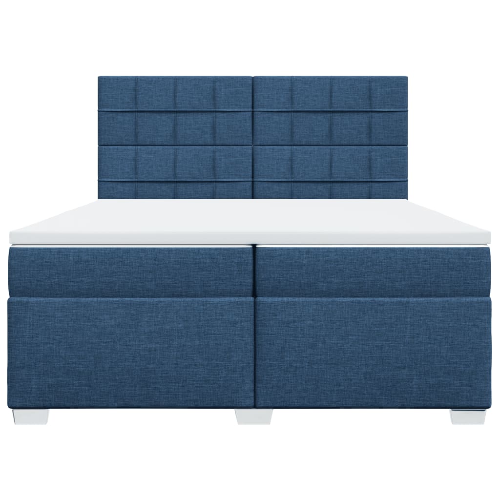 Boxspring met matras stof blauw 200x200 cm