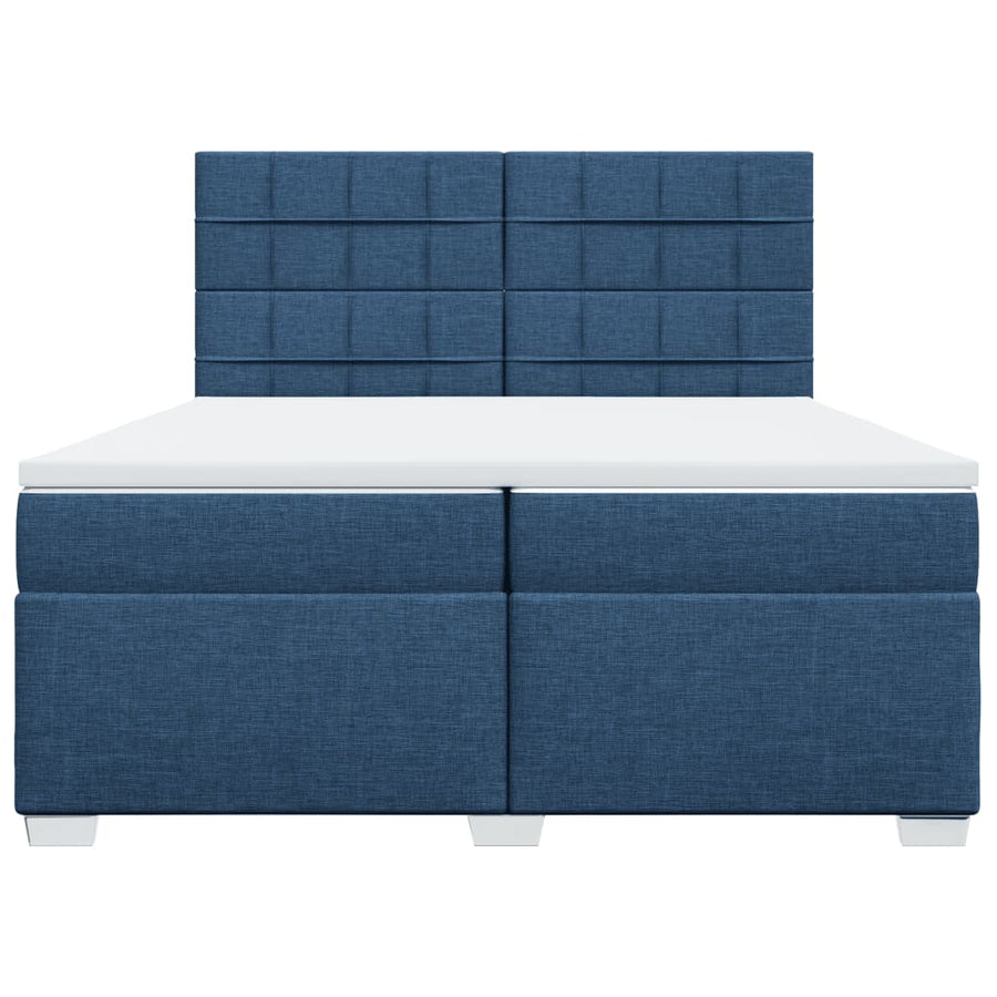 Boxspring met matras stof blauw 200x200 cm