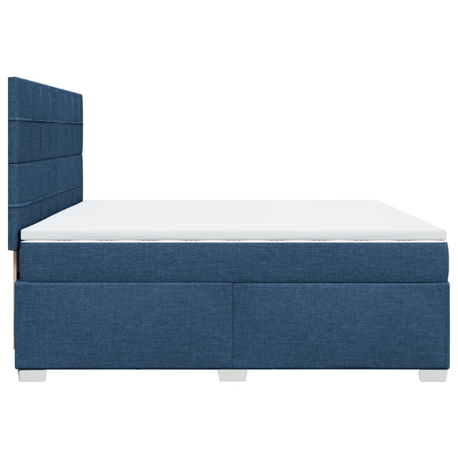 Boxspring met matras stof blauw 200x200 cm