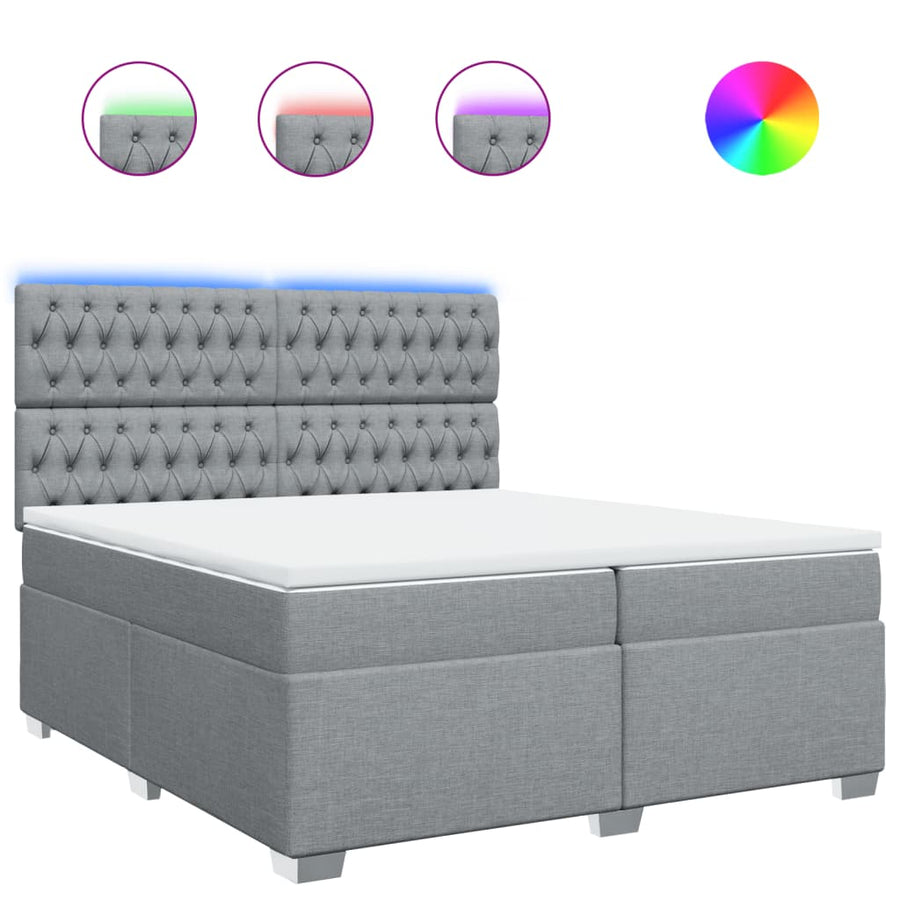 Boxspring met matras stof lichtgrijs 200x200 cm