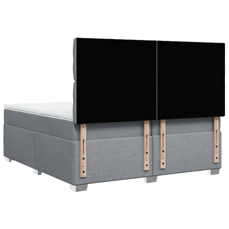 Boxspring met matras stof lichtgrijs 200x200 cm
