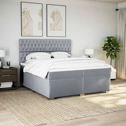 Boxspring met matras stof lichtgrijs 200x200 cm