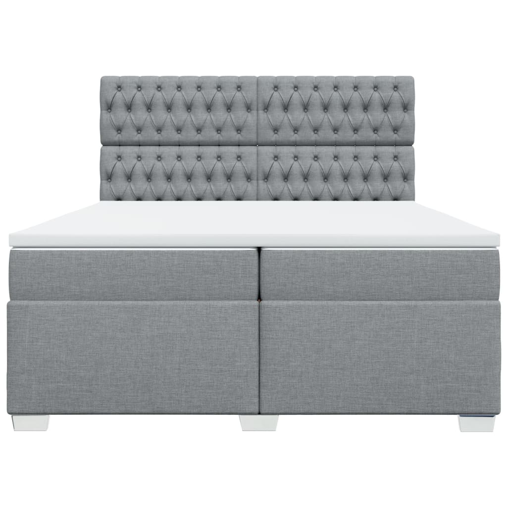 Boxspring met matras stof lichtgrijs 200x200 cm