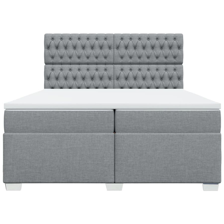Boxspring met matras stof lichtgrijs 200x200 cm