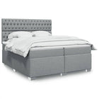 Box spring with mattress light gray fabric 200x200 cm