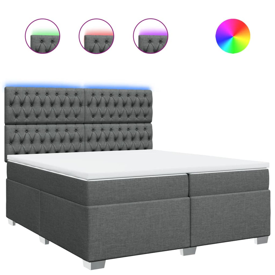 Boxspring met matras stof donkergrijs 200x200 cm