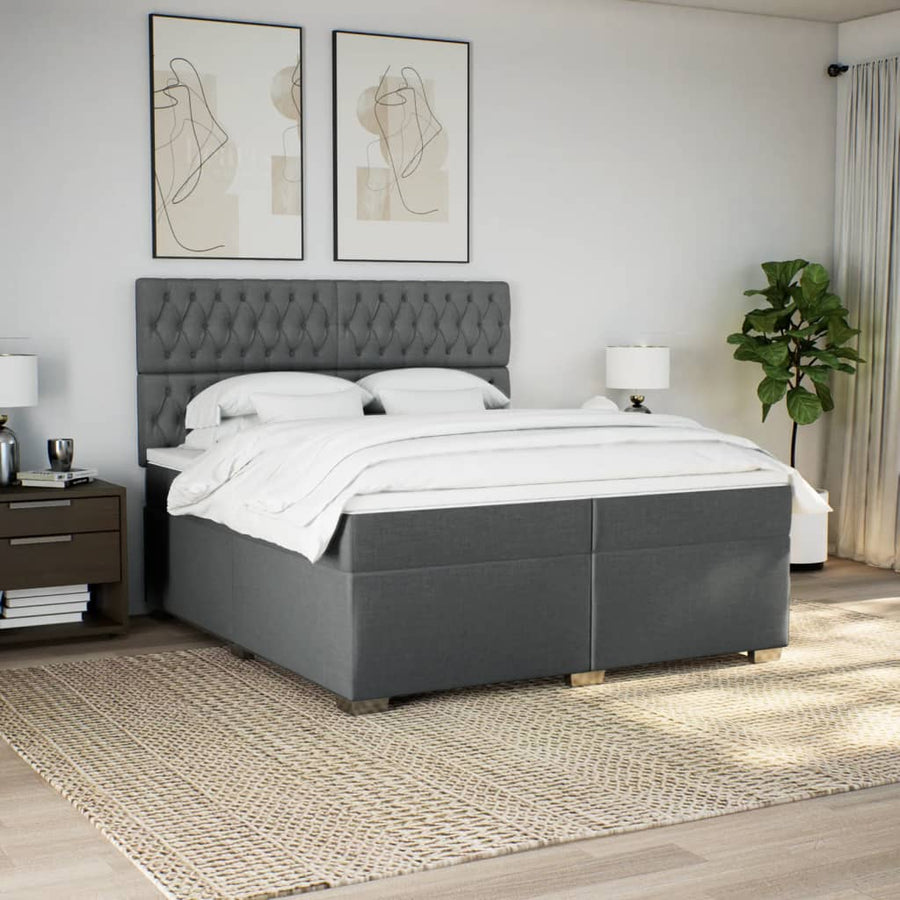 Boxspring met matras stof donkergrijs 200x200 cm