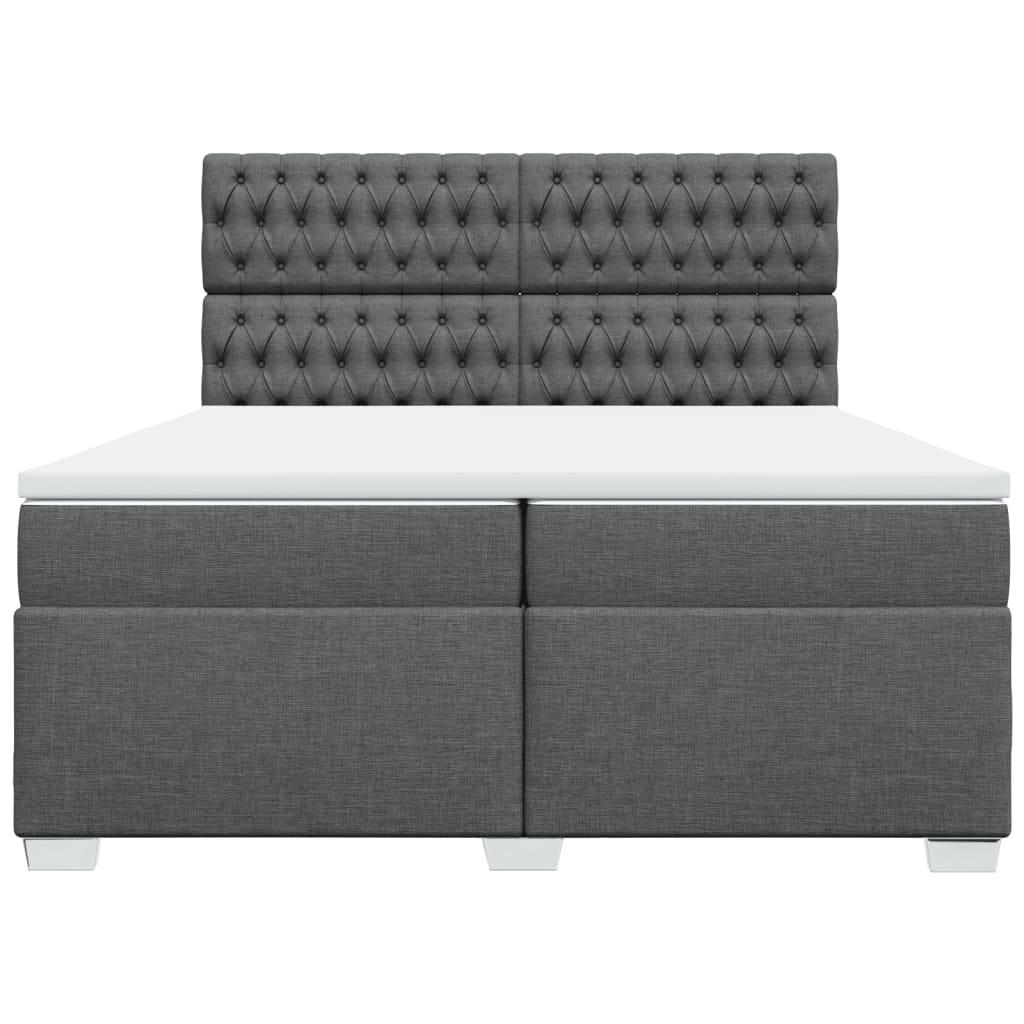 Boxspring met matras stof donkergrijs 200x200 cm