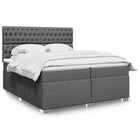 Box spring with dark gray fabric mattress 200x200 cm