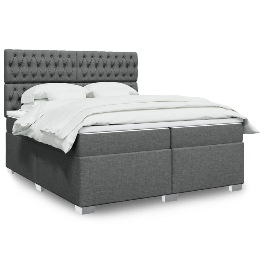 Boxspring met matras stof donkergrijs 200x200 cm