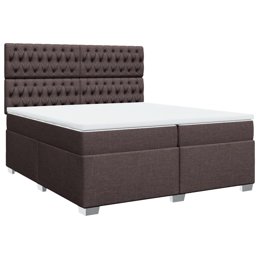 Boxspring met matras stof donkerbruin 200x200 cm