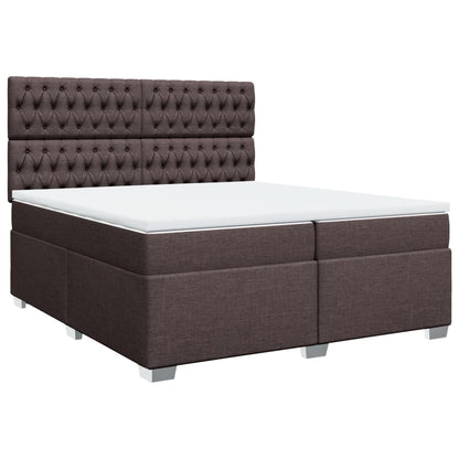 Boxspring met matras stof donkerbruin 200x200 cm