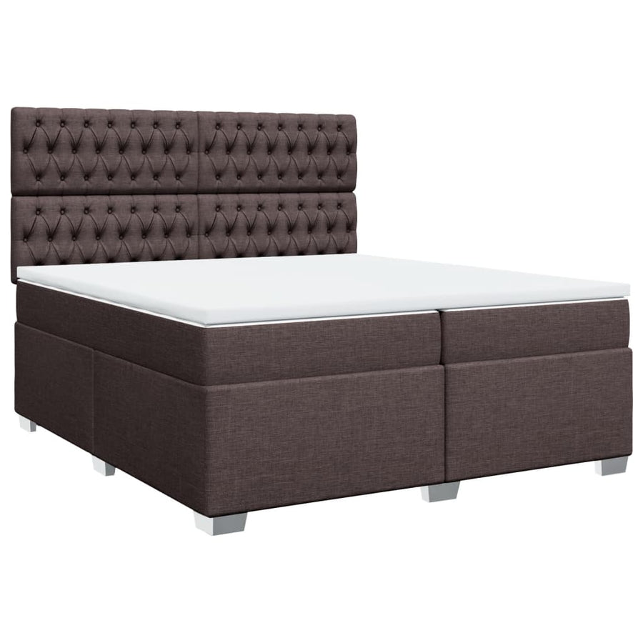 Boxspring met matras stof donkerbruin 200x200 cm