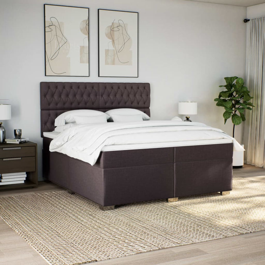 Boxspring met matras stof donkerbruin 200x200 cm