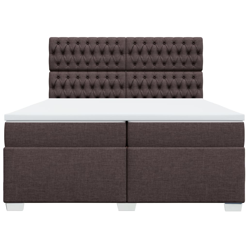 Boxspring met matras stof donkerbruin 200x200 cm