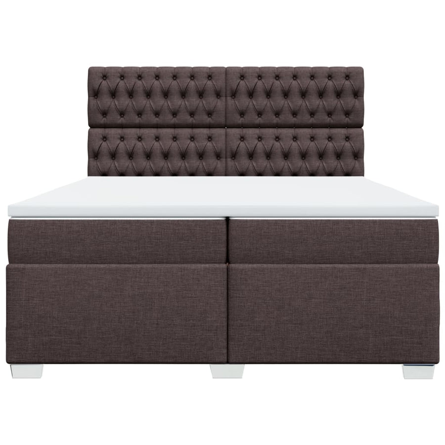 Boxspring met matras stof donkerbruin 200x200 cm
