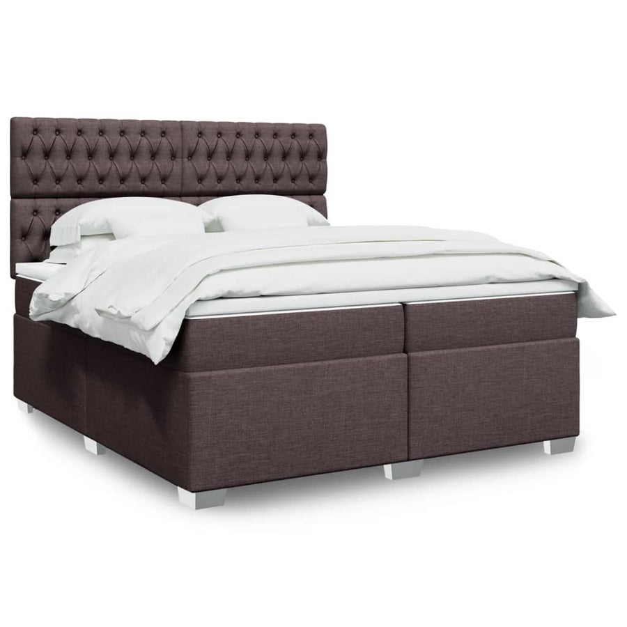 Boxspring met matras stof donkerbruin 200x200 cm