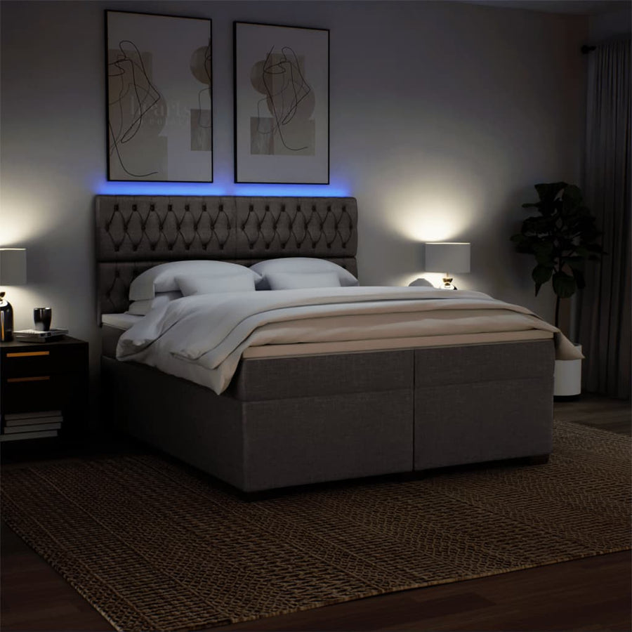 Boxspring met matras stof taupe 200x200 cm