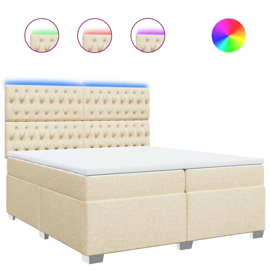 Boxspring met matras stof crèmekleurig 200x200 cm