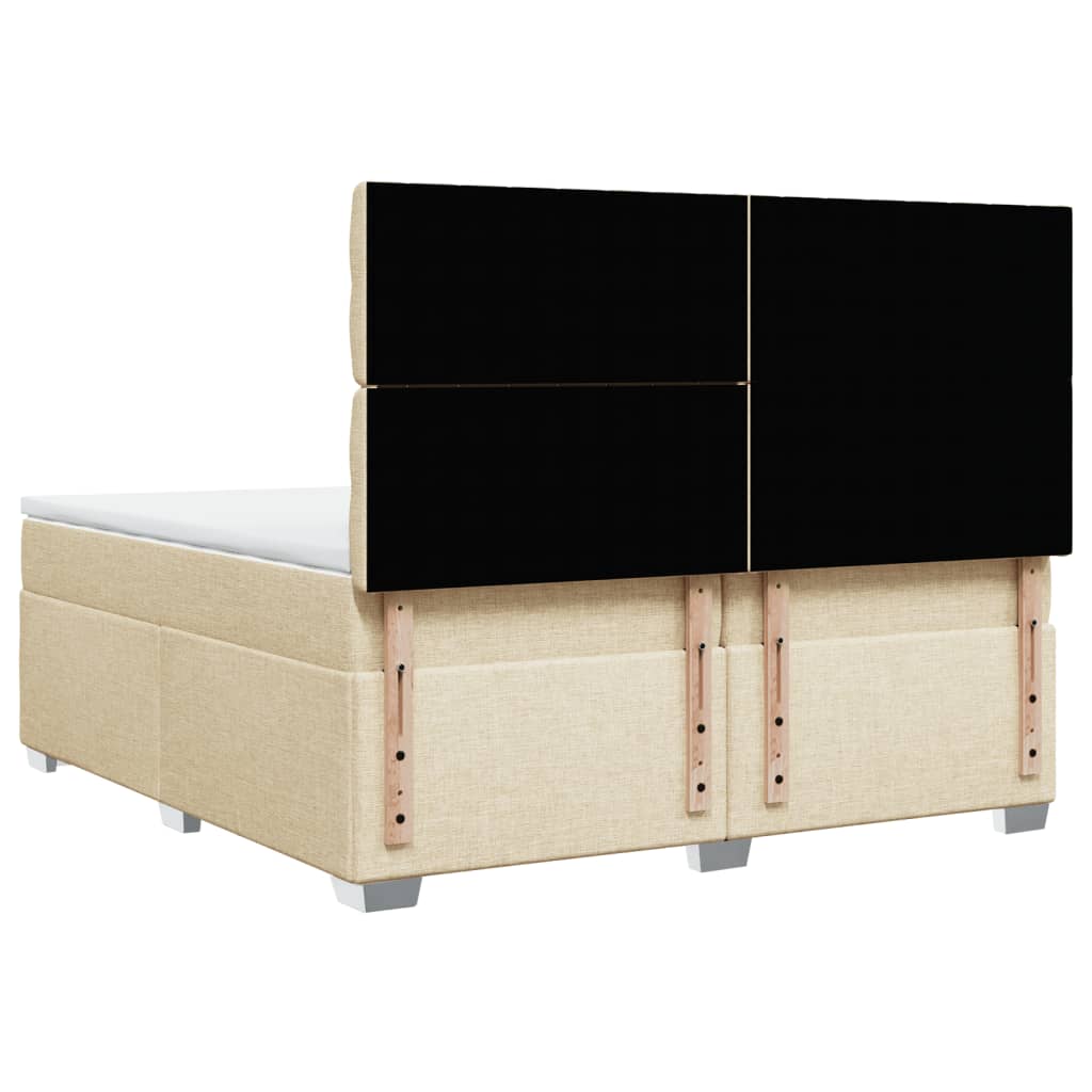 Boxspring met matras stof crèmekleurig 200x200 cm