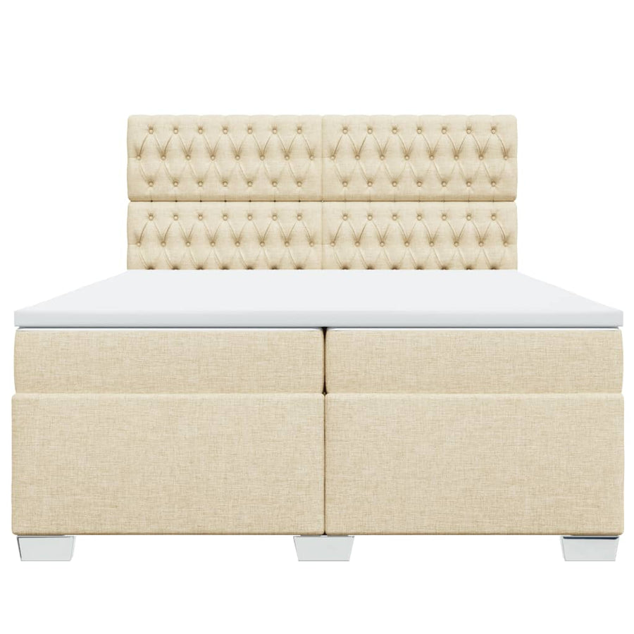 Boxspring met matras stof crèmekleurig 200x200 cm