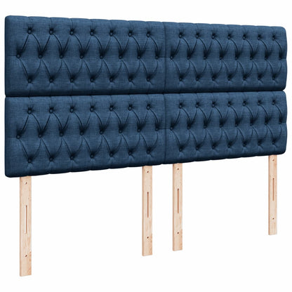 Boxspring met matras stof blauw 200x200 cm