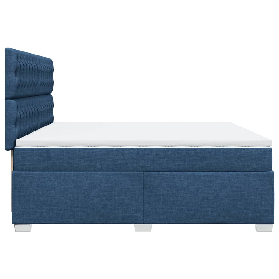 Boxspring met matras stof blauw 200x200 cm