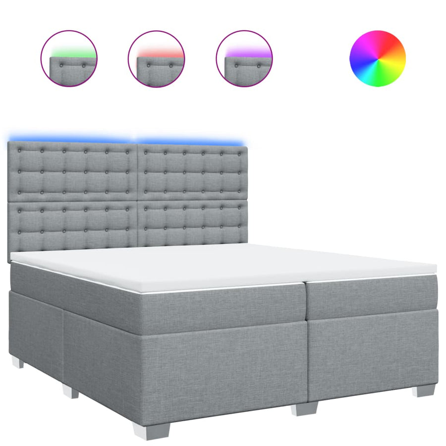 Boxspring met matras stof lichtgrijs 200x200 cm