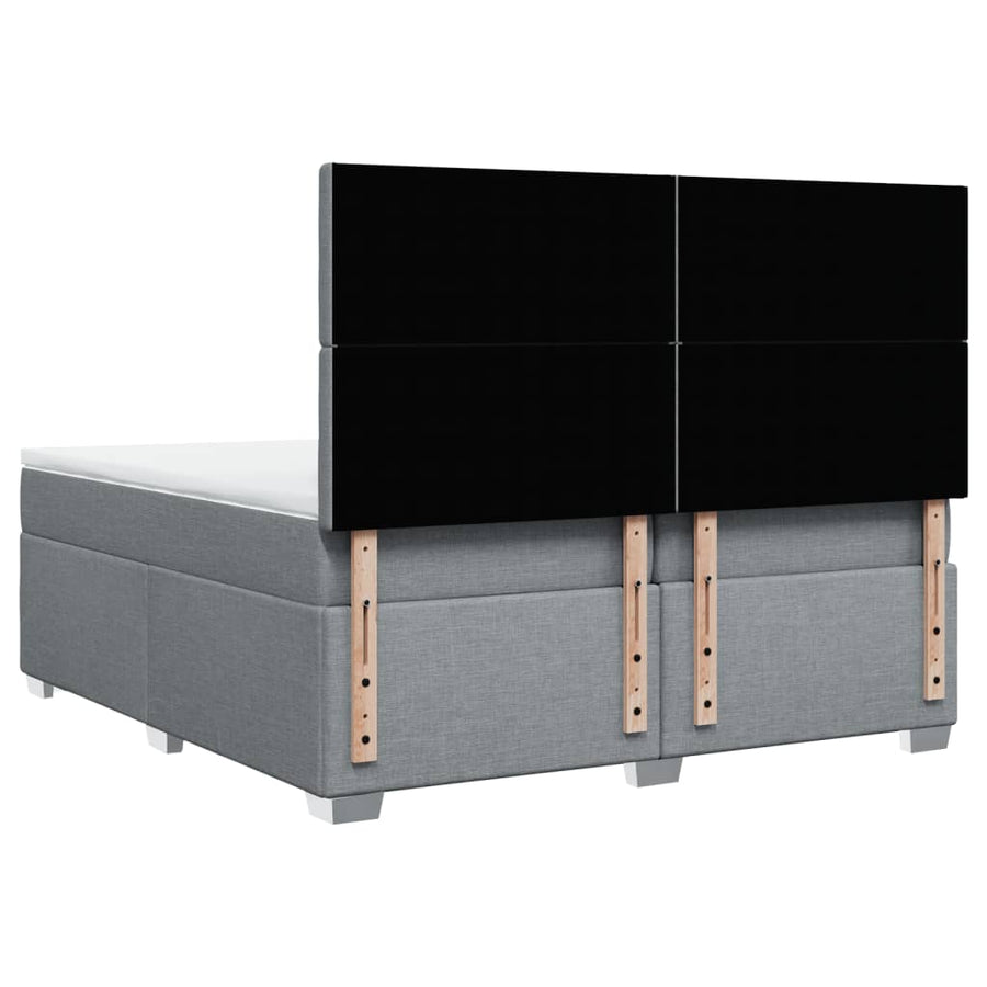 Boxspring met matras stof lichtgrijs 200x200 cm