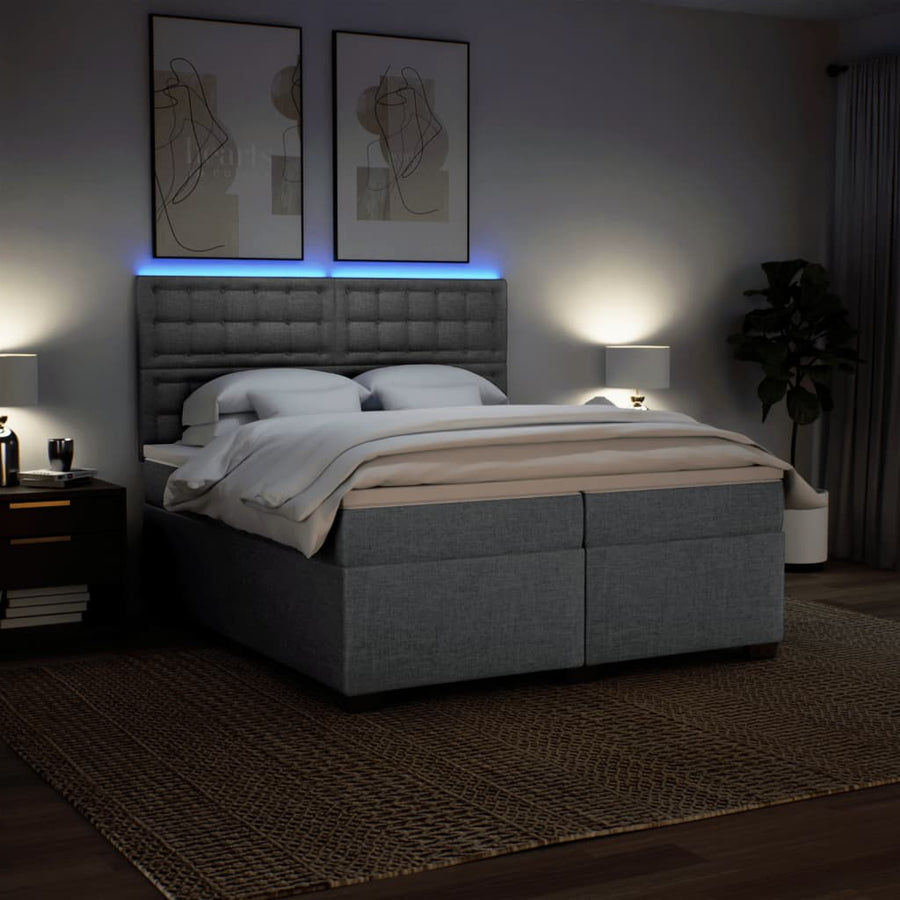 Boxspring met matras stof lichtgrijs 200x200 cm