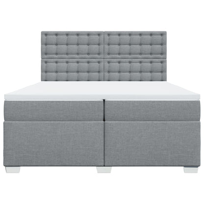Boxspring met matras stof lichtgrijs 200x200 cm
