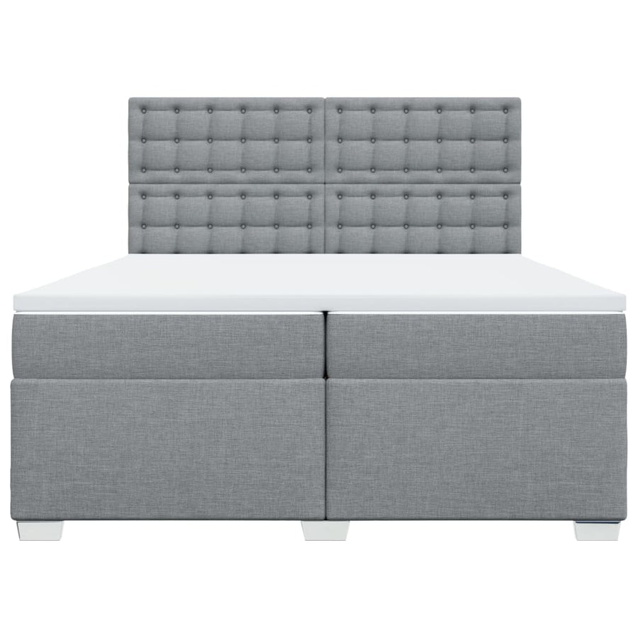 Boxspring met matras stof lichtgrijs 200x200 cm