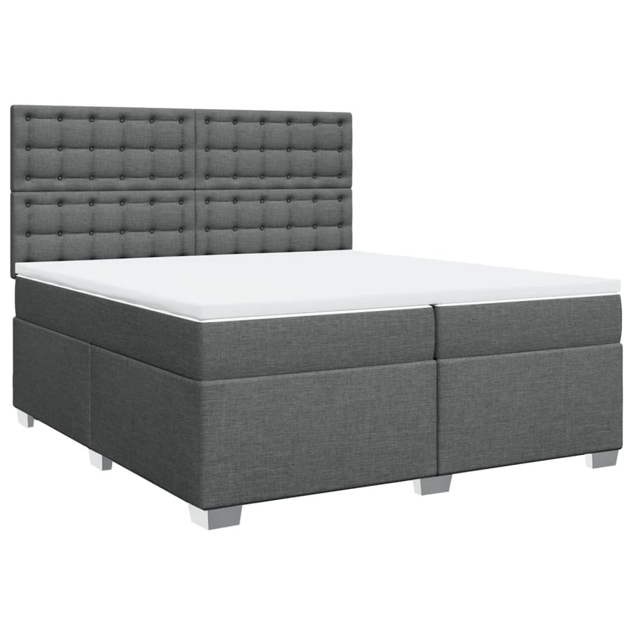 Boxspring met matras stof donkergrijs 200x200 cm