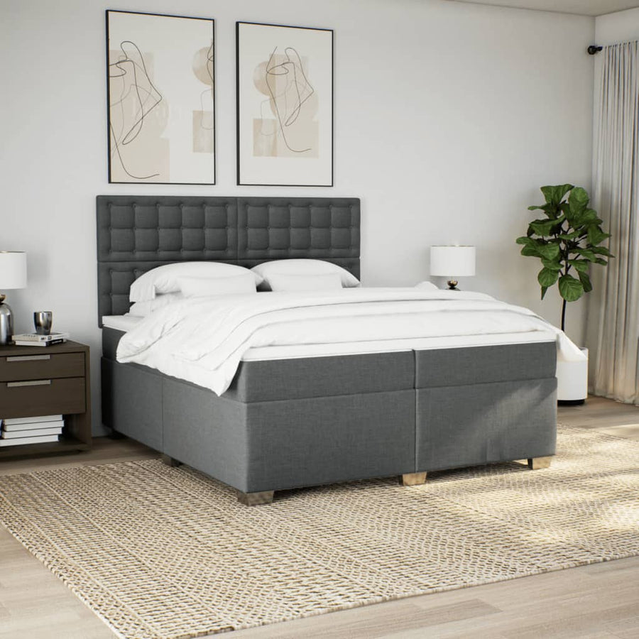 Boxspring met matras stof donkergrijs 200x200 cm