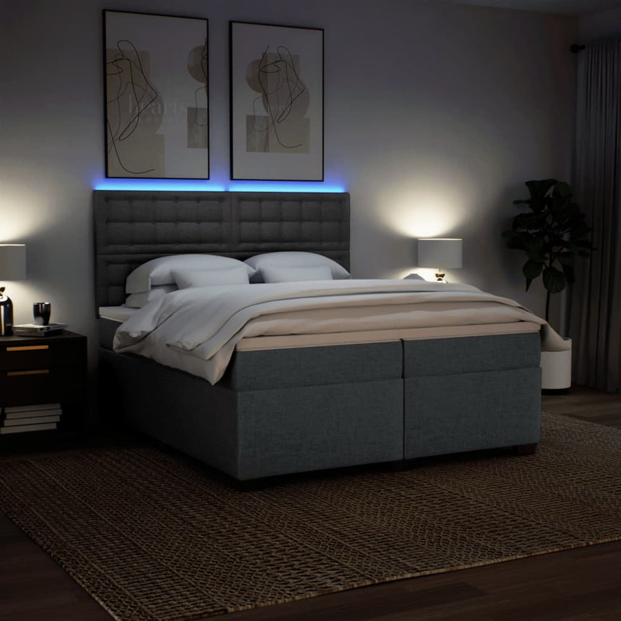 Boxspring met matras stof donkergrijs 200x200 cm